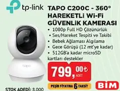 TP-LİNK TAPO C200C - 360° HAREKETLİ Wİ-Fİ GÜVENLİK KAMERASI TP-LİNK TAPO C200C - 360° HAREKETLİ Wİ-Fİ GÜVENLİK KAMERASI